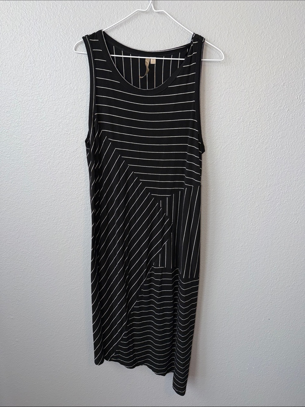 Black & White Striped Tank Midi Dress